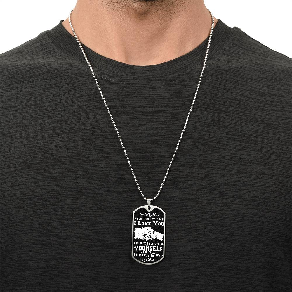 To My Son Love Dad Dog Chain