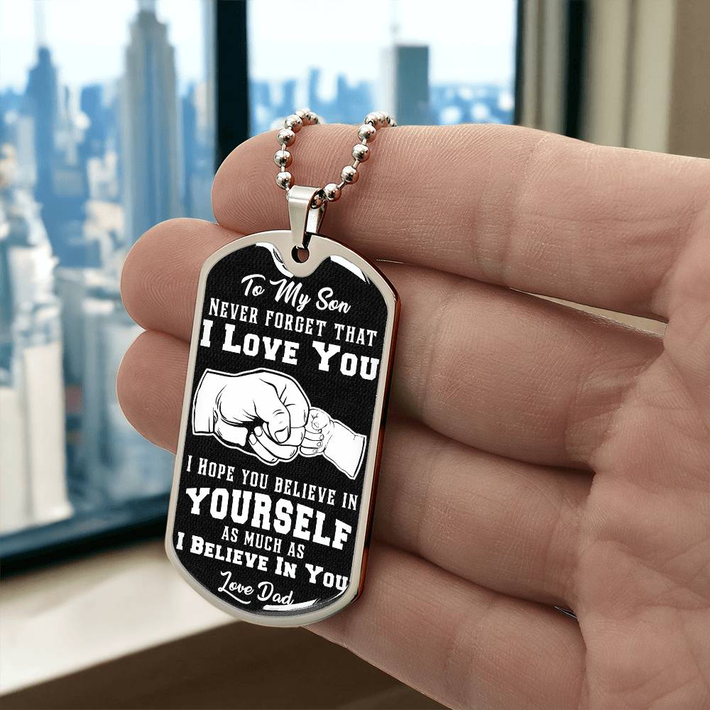 To My Son Love Dad Dog Chain