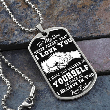 To My Son Love Dad Dog Chain