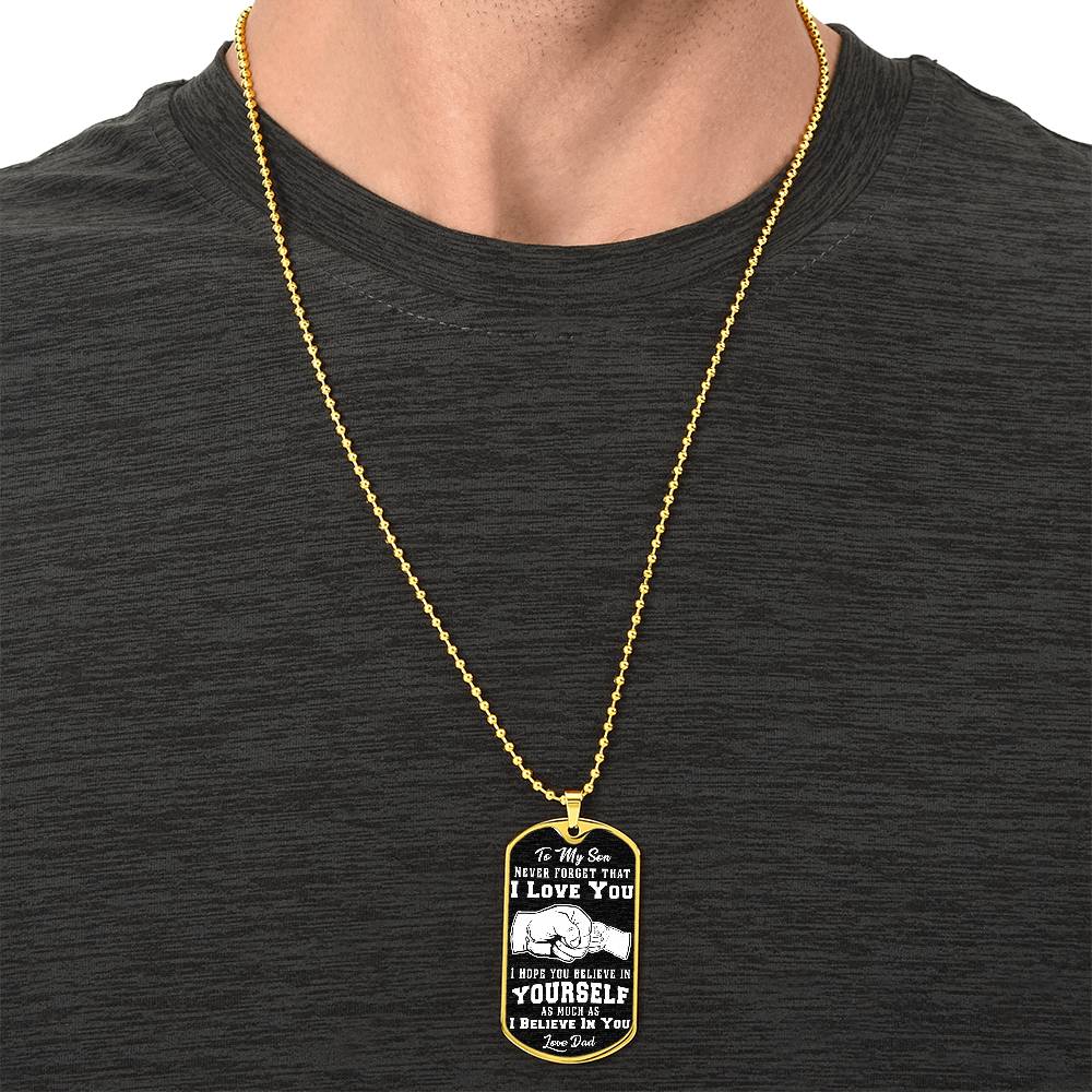To My Son Love Dad Dog Chain