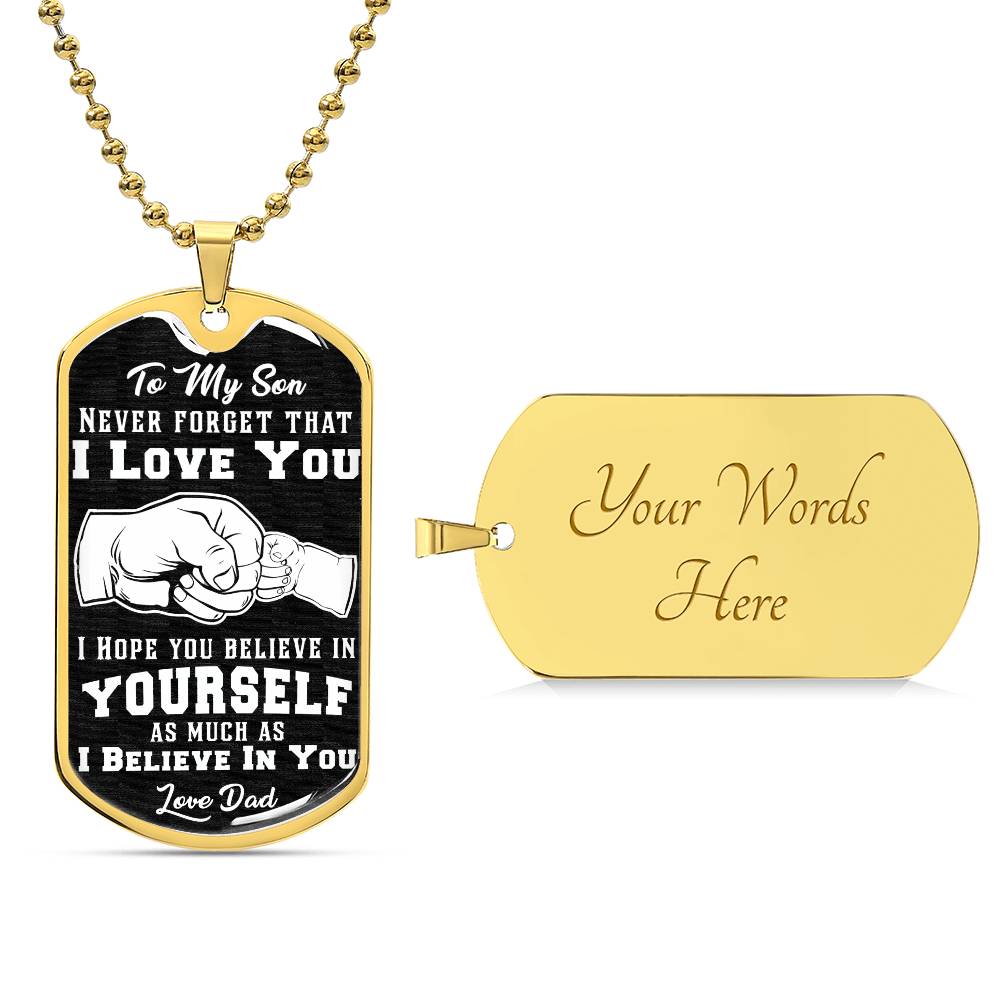 To My Son Love Dad Dog Chain