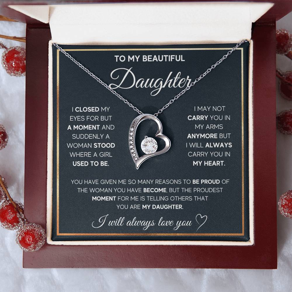 To My Beautiful Daughter | Heart Necklace Gift from Mom or Dad