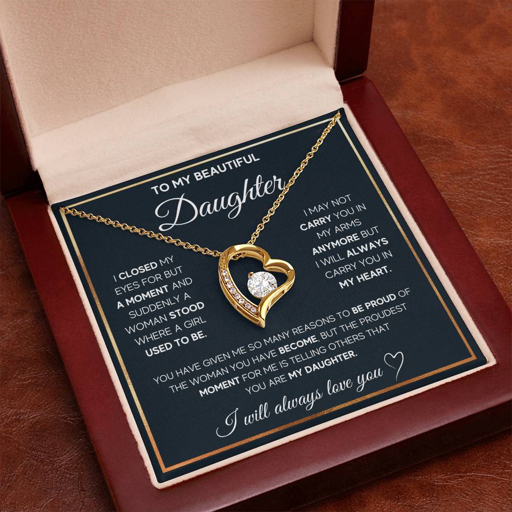 To My Beautiful Daughter | Heart Necklace Gift from Mom or Dad