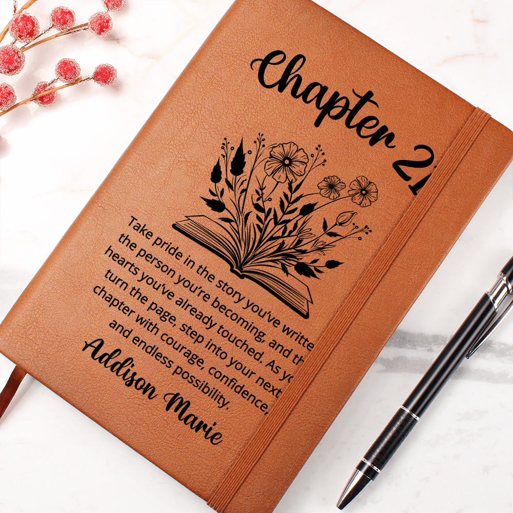 21st Birthday Gift for Her, Personalized Leather Journal, Custom Notebook, Unique Keepsake for Women, Special 21st Birthday Present