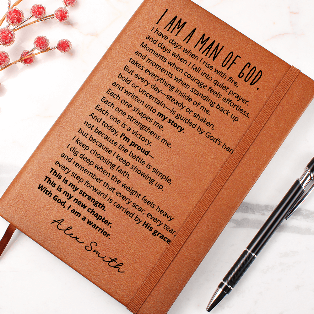 Christian Man of God Journal Personalized New Chapter Faith Gift Custom Name Notebook