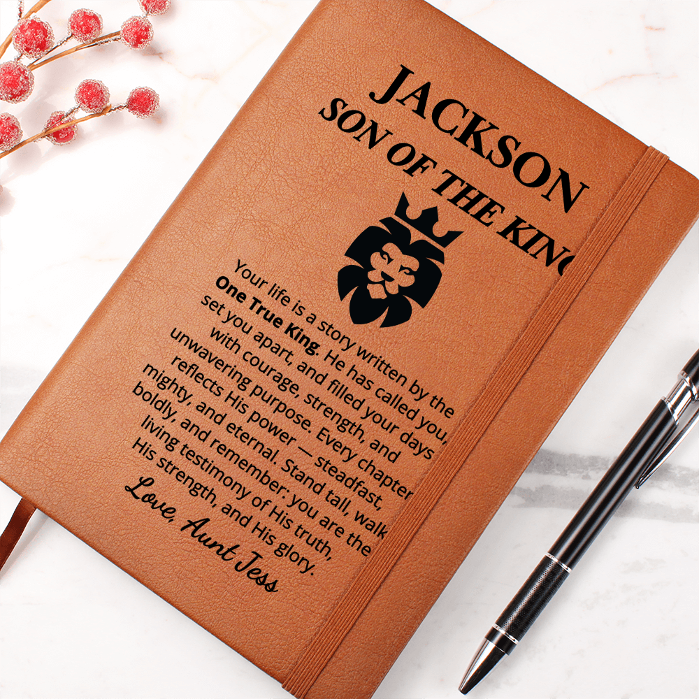 Personalized Son of the King Journal | Custom Name Christian Gift for Boys | Faith Notebook from Aunt Uncle Godparent Graduation Birthday