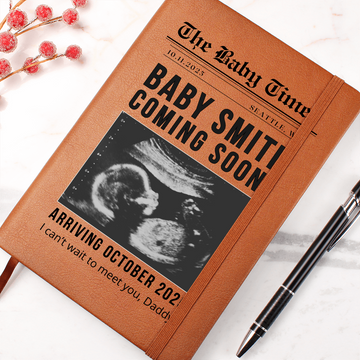 Personalized Ultrasound Pregnancy Reveal Journal – Baby Announcement Newspaper for Dad | New Baby Gift | Daddy-to-Be Gift