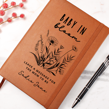 Baby Shower Guest Book- Baby In Bloom Decor- Custom Guestbook- Personalized Name Journal- Wishes for Baby- Advice for Parents- Memory Book