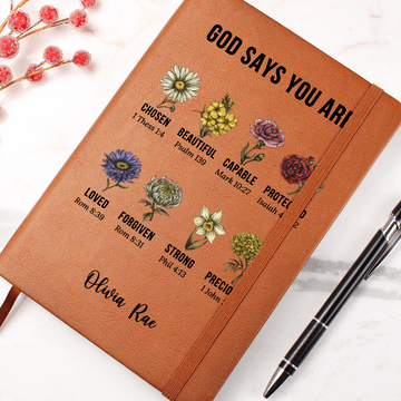 Personalized Prayer Journal For Women, Custom Positive Affirmations Journal Christian Gift Religious Gift for Girls Journal God Says You Are