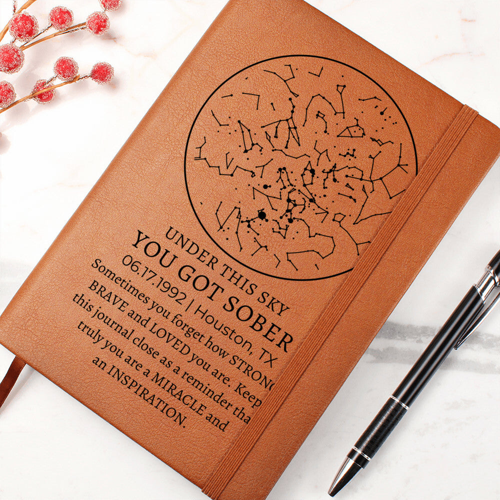 Sober Anniversary Custom Star Map By Date | Personalized Sober Date Sobriety Journal