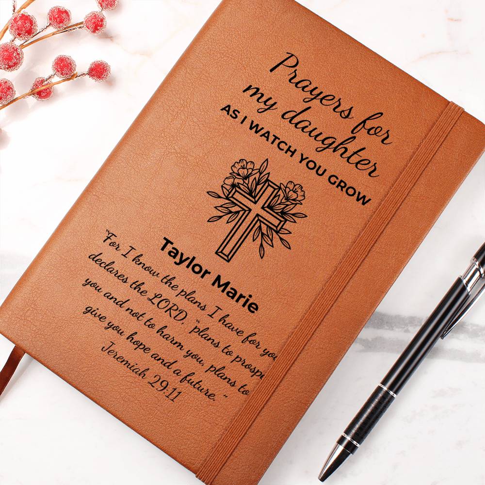 Prayers for My Daughter Personalized Bible Verse Journal | Custom Christian Prayer Journal for Mom or Dad | Keepsake Journal for Parents to Daughter