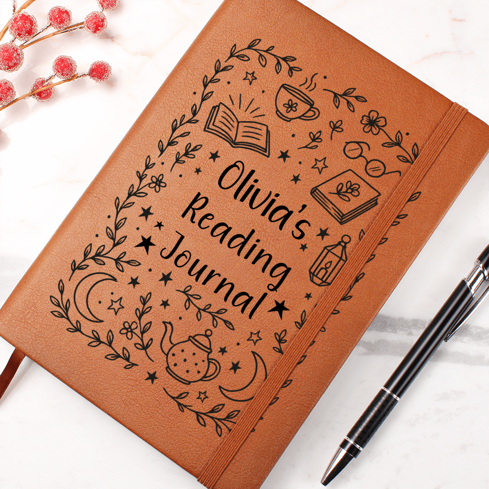 Personalized Reading Journal for Book Lovers – Custom Book Review Custom Vegan Leather Notebook Gift for Women, Teens, Teachers, Students