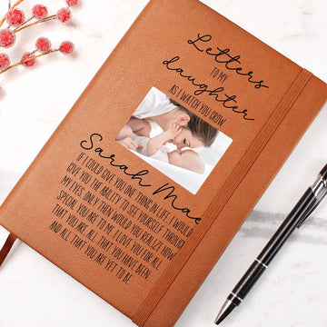Personalized Letters to My Little Girl Journal - Custom Daughter Memory Book, Baby Shower Gift, New Mom Gift, Vegan Leather with Photo Upload