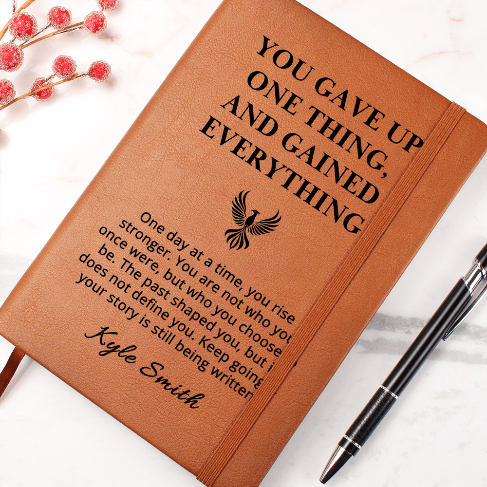 Sobriety Gift Journal with Phoenix | Personalized Vegan Leather Notebook | Recovery Milestone Gift | Inspirational Encouragement Gift