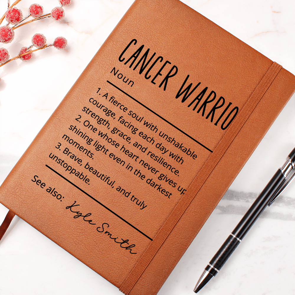 Cancer Warrior Journal, Personalized Vegan Leather Notebook, Custom Name Cancer Survivor Gift, Encouragement Journal, Christmas Gift Idea