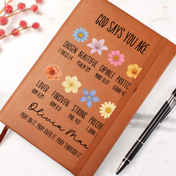 Personalized Prayer Journal For Women Custom Positive Affirmations Journal Christian Gift Religious Gift for Girls Journal God Says You Are