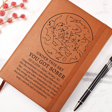 Sober Anniversary Custom Star Map By Date Journal for Him or Her