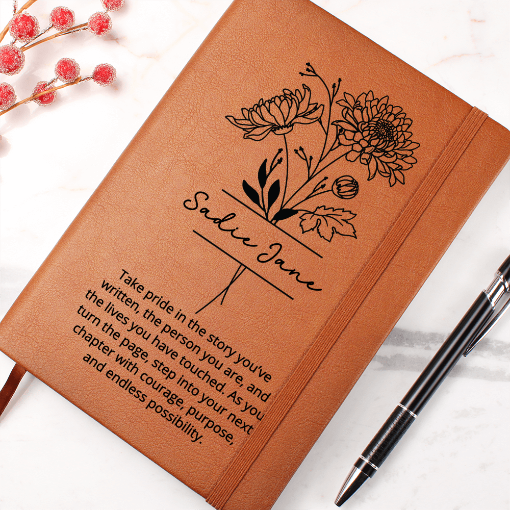 Personalized Name and Birthflower Journal Milestone Birthday Gift for Her | Birth Flower Gifts for Women