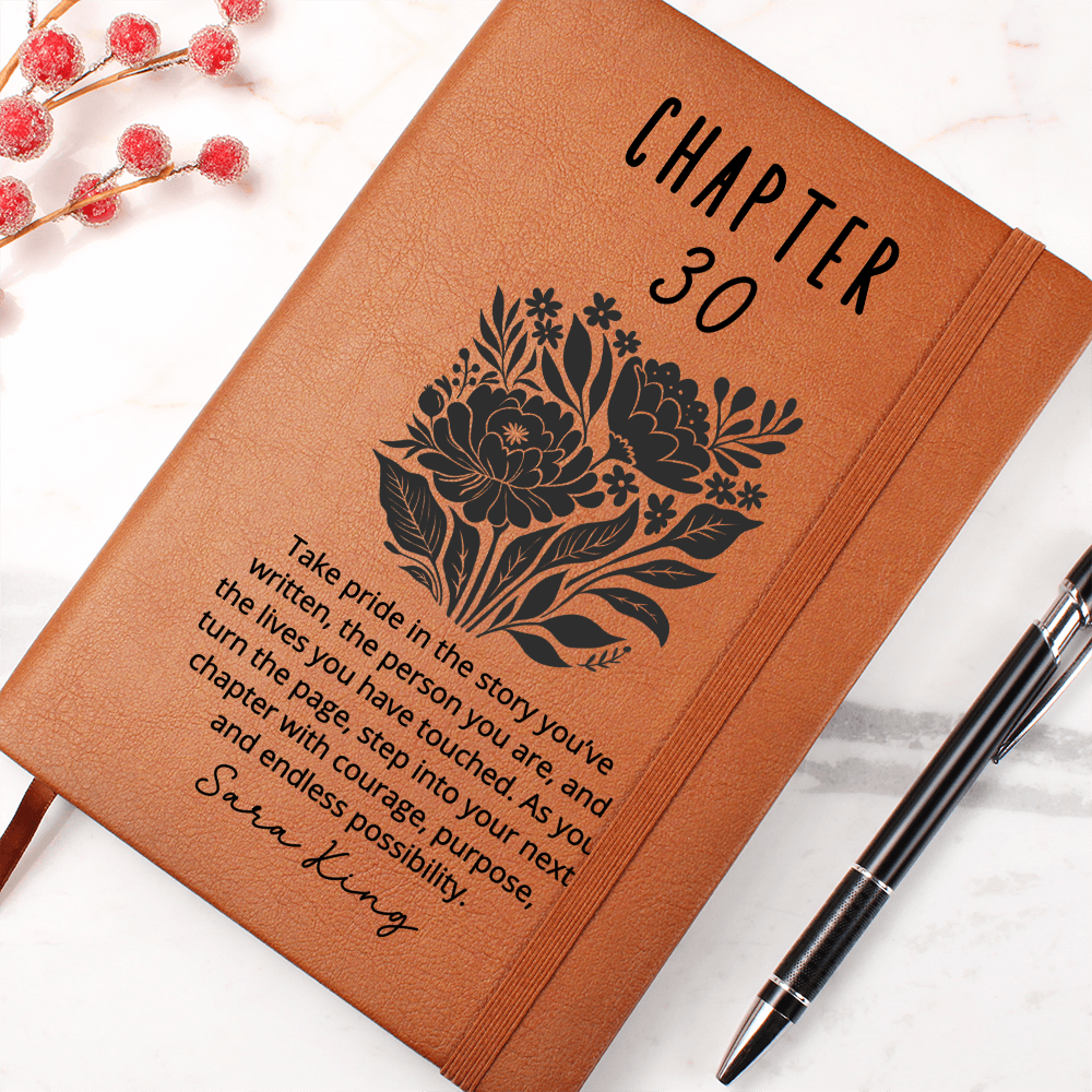 Linocut Chapter 30 Journal Personalized 30th Birthday gift for her, Notebook for turning 30, Milestone journal for best friend Sister Daughter