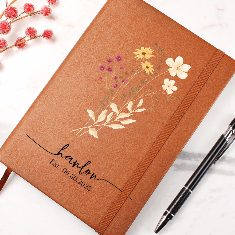 Wildflower Personalized Journal Custom Notebook For Women Personalized Gift For Her Floral Gratitude Journal Bridesmaid Gift For Mom