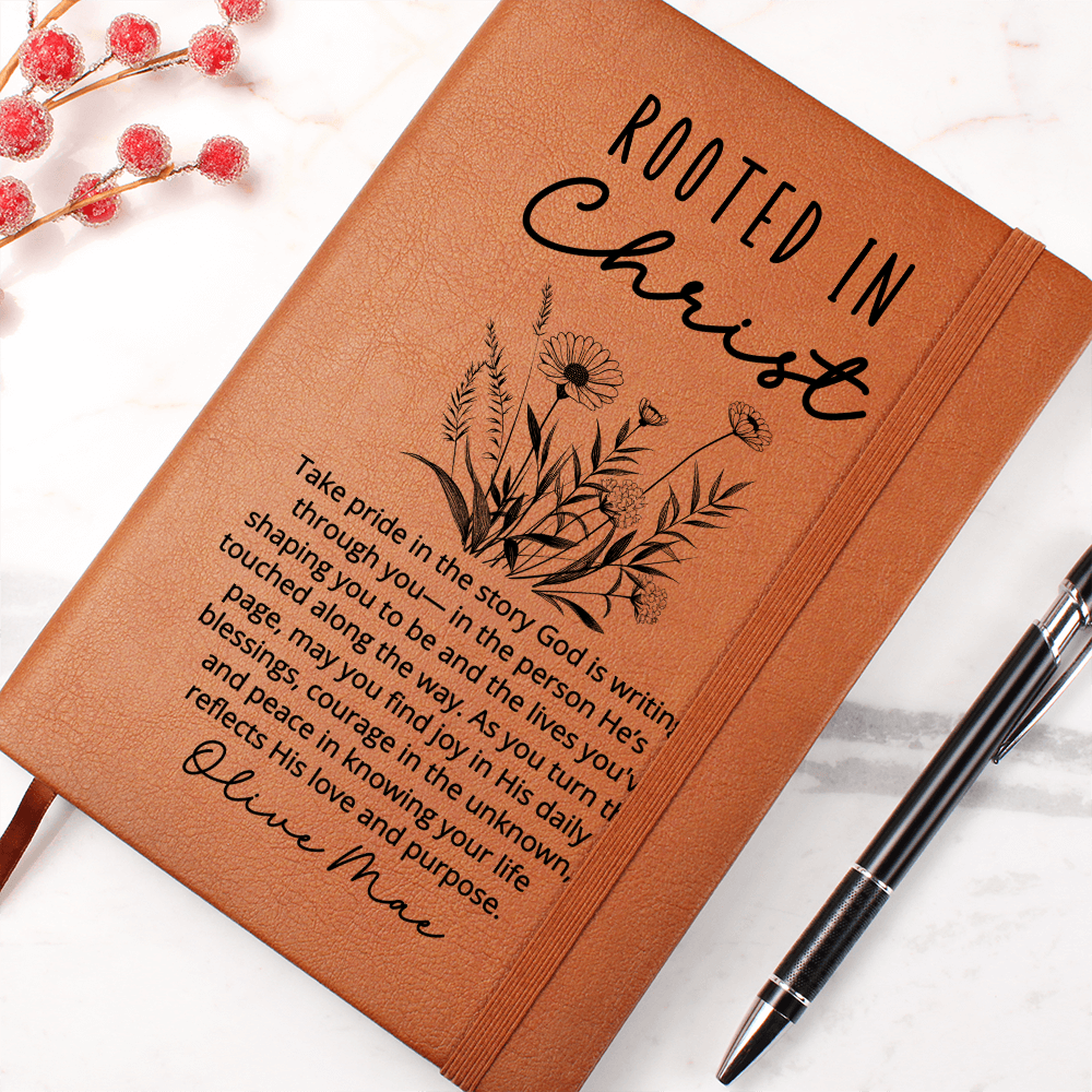 Rooted in Christ Journal – Personalized Christian Gift for Women, Faith Notebook, Daily Devotional Prayer Journal, Bible Study Gift