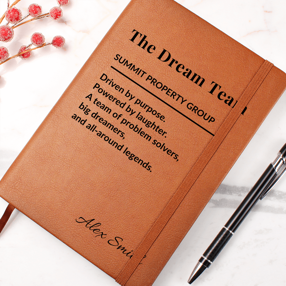 Dream Team Journal – Personalized Team Gift for Coworkers, Staff, Boss, Employees – Custom Appreciation Notebook for Any Group