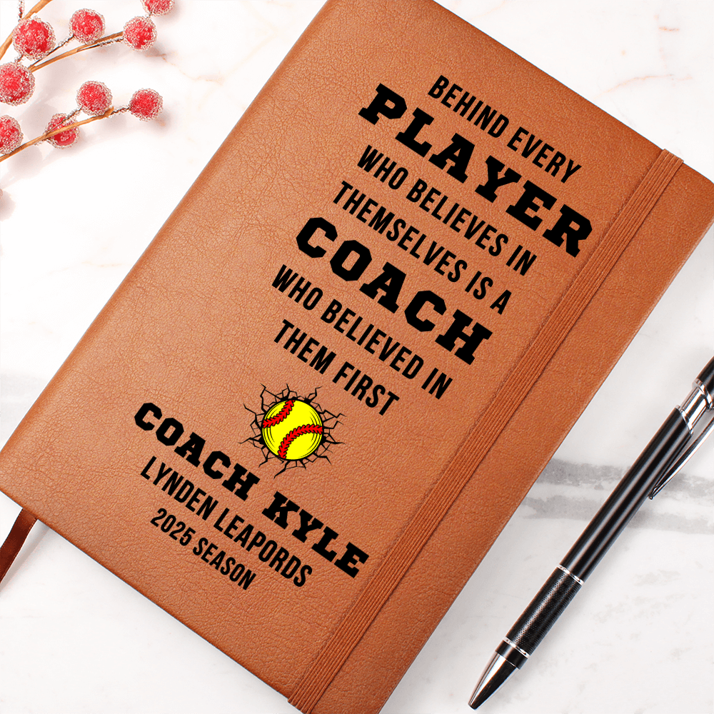 Any Sport Personalized Gift for Coach End of Season Thank You Customized Coach Book Youth Travel School Vegan Leather Notebook