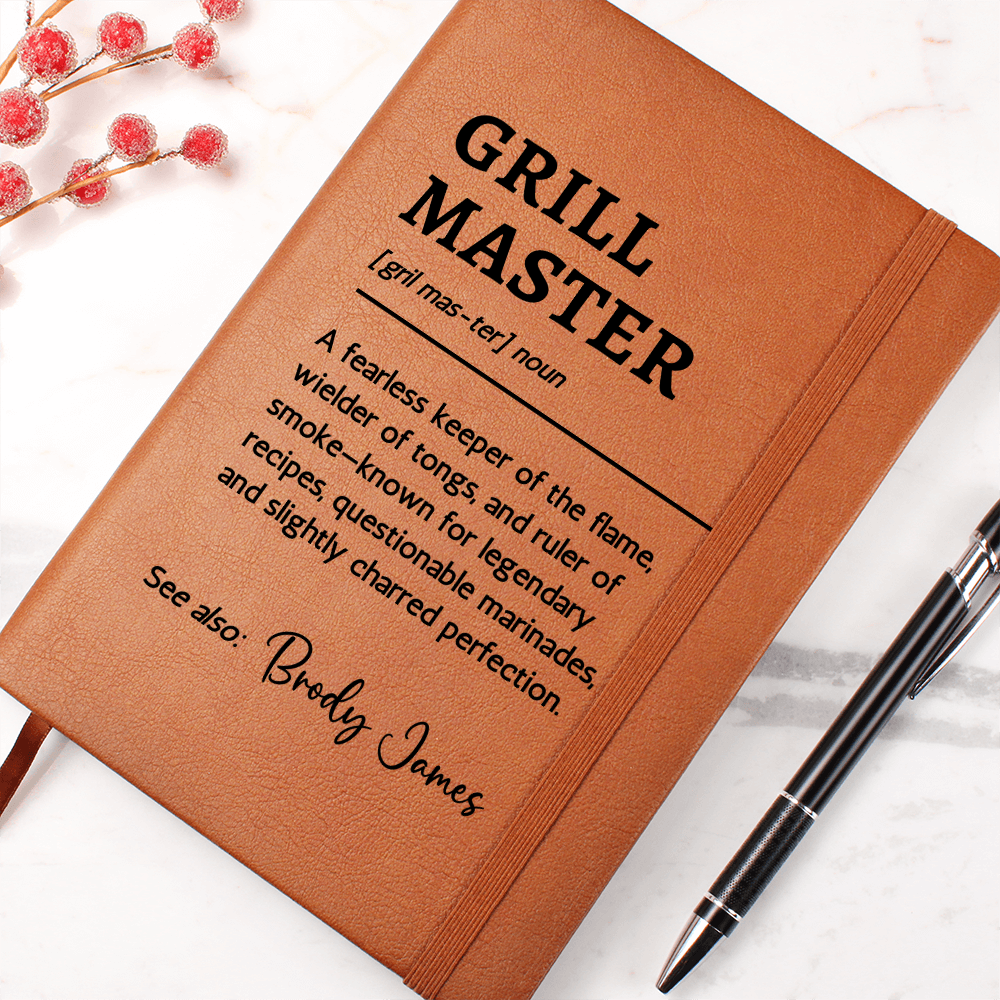 Personalized Grill Master Recipe Book | Custom BBQ Journal with Name, Funny Secret Recipes Cookbook Gift for Dad, Grandpa, or Friend