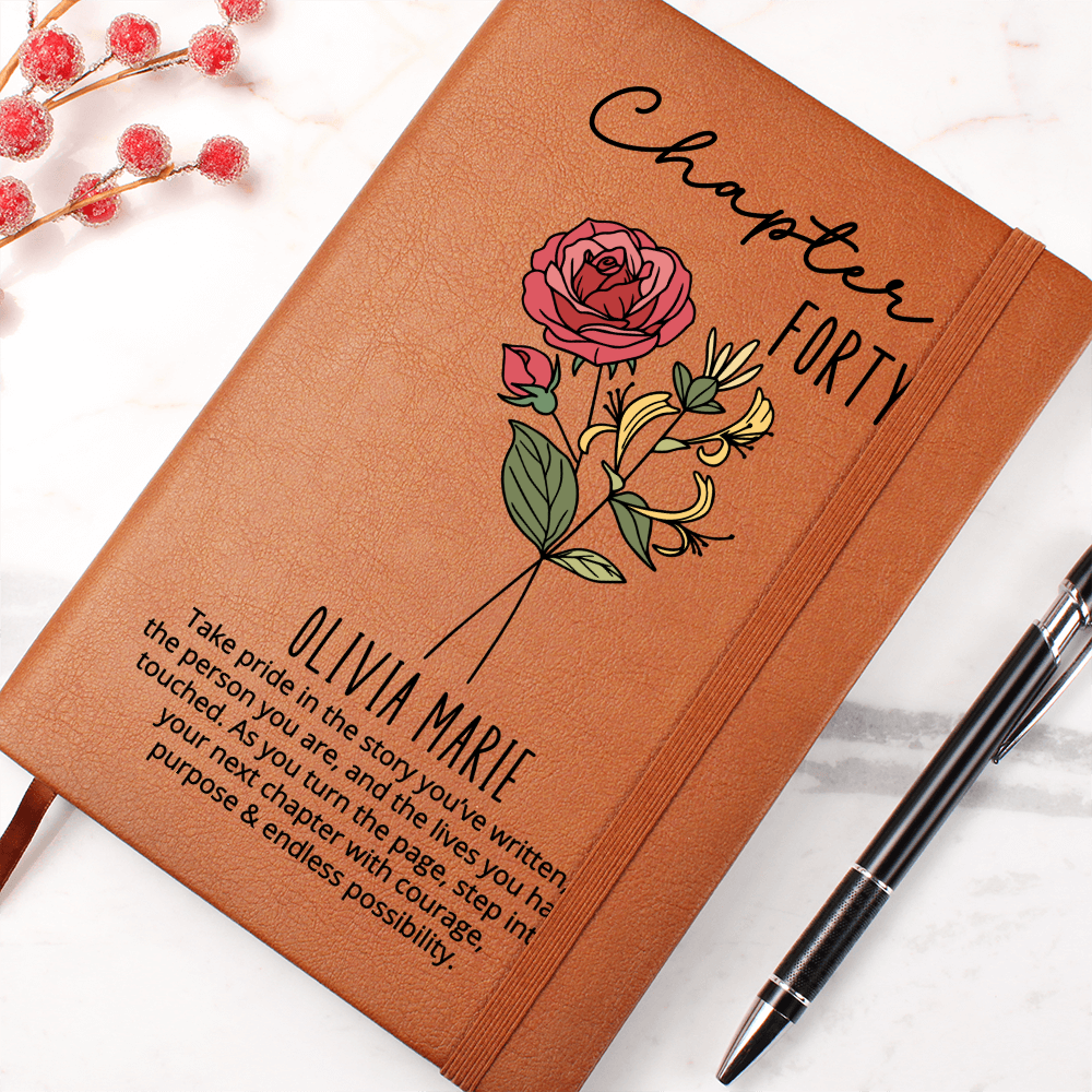 Chapter 40 Birth Month Flower Notebook | 40th Birthday Gift for Her Name Journal , Sentimental Personalized Birthday Gift for Daughter