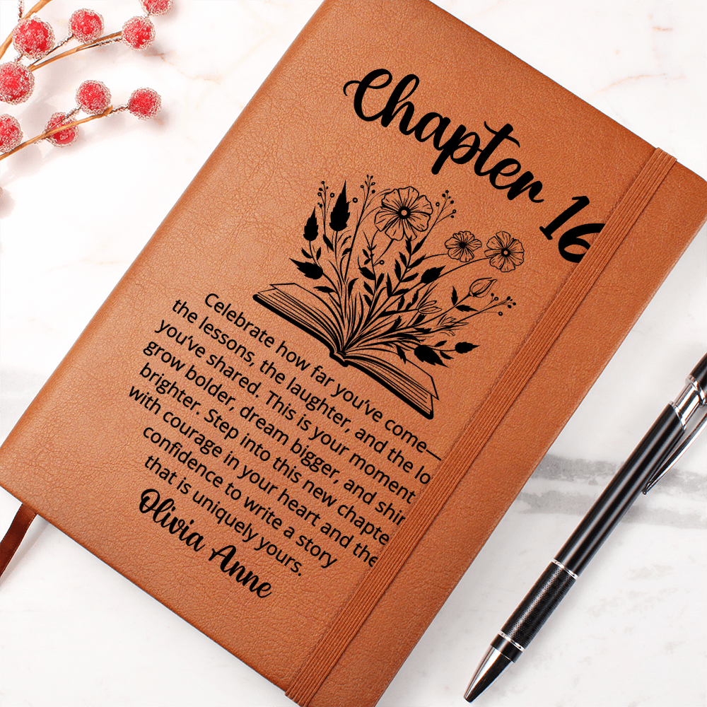 16th Birthday Gift, Custom Name Journal, Chapter 16 Birthday Journal, Turning Sixteen Notebook, Friend Daughter Sister Bday Name Journal
