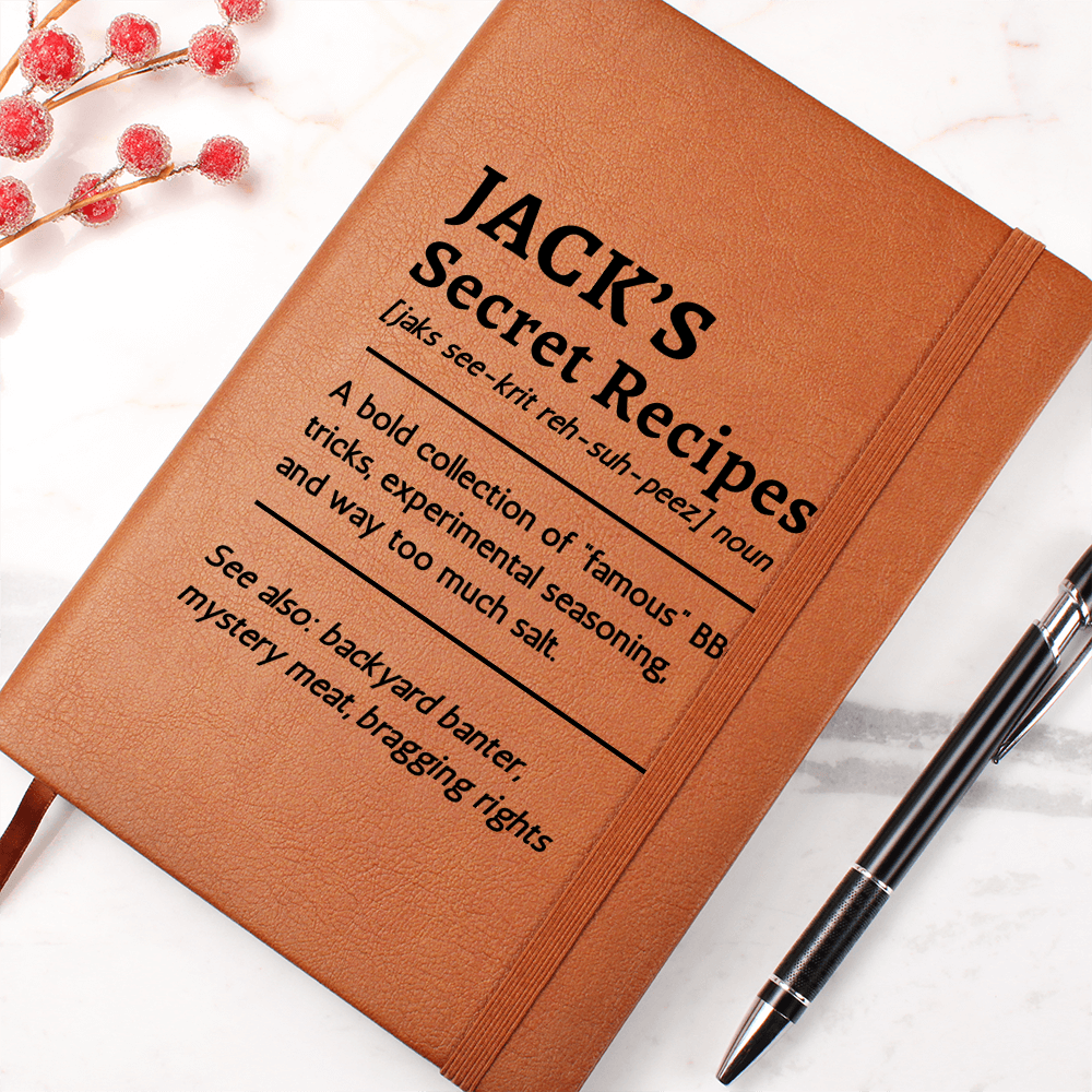 Personalized BBQ Recipe Book | Custom Grill Master Journal for Friend, Dad, Grandpa, or Uncle | Funny Secret Recipes Cookbook Gift