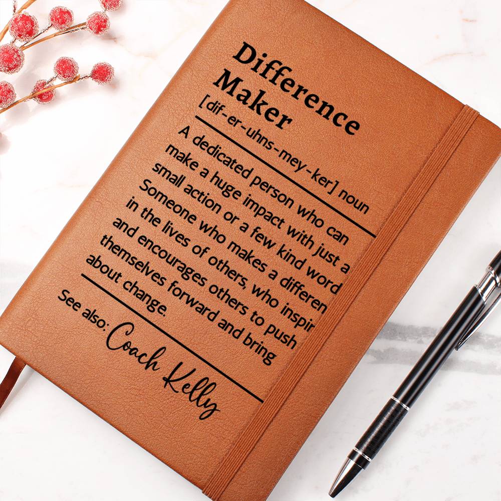 Difference Maker Definition Gift Personalized Journal, Thank you Gift Customized Notebook, Gifts For Coaches, Retirement Gift, Teacher Appreciation Gift