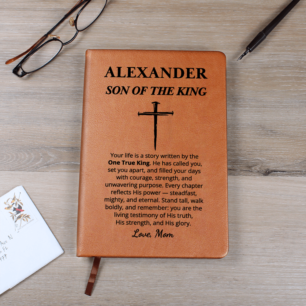 Personalized Son of the King Journal with Cross | Custom Christian Gift for Boys | Christmas Easter Baptism Confirmation Graduation Notebook