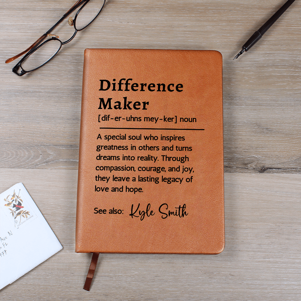 Difference Maker  Custom Notebook Journal, Mentor Gift, Teacher Appreciation Gift, Thank You Retirement Gift, Christmas Gift for Coworker or Boss