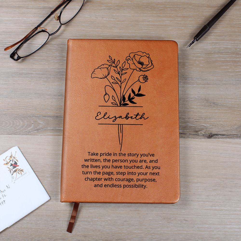 Personalized Name and Birth Flower Journal Birthday Gift for Women