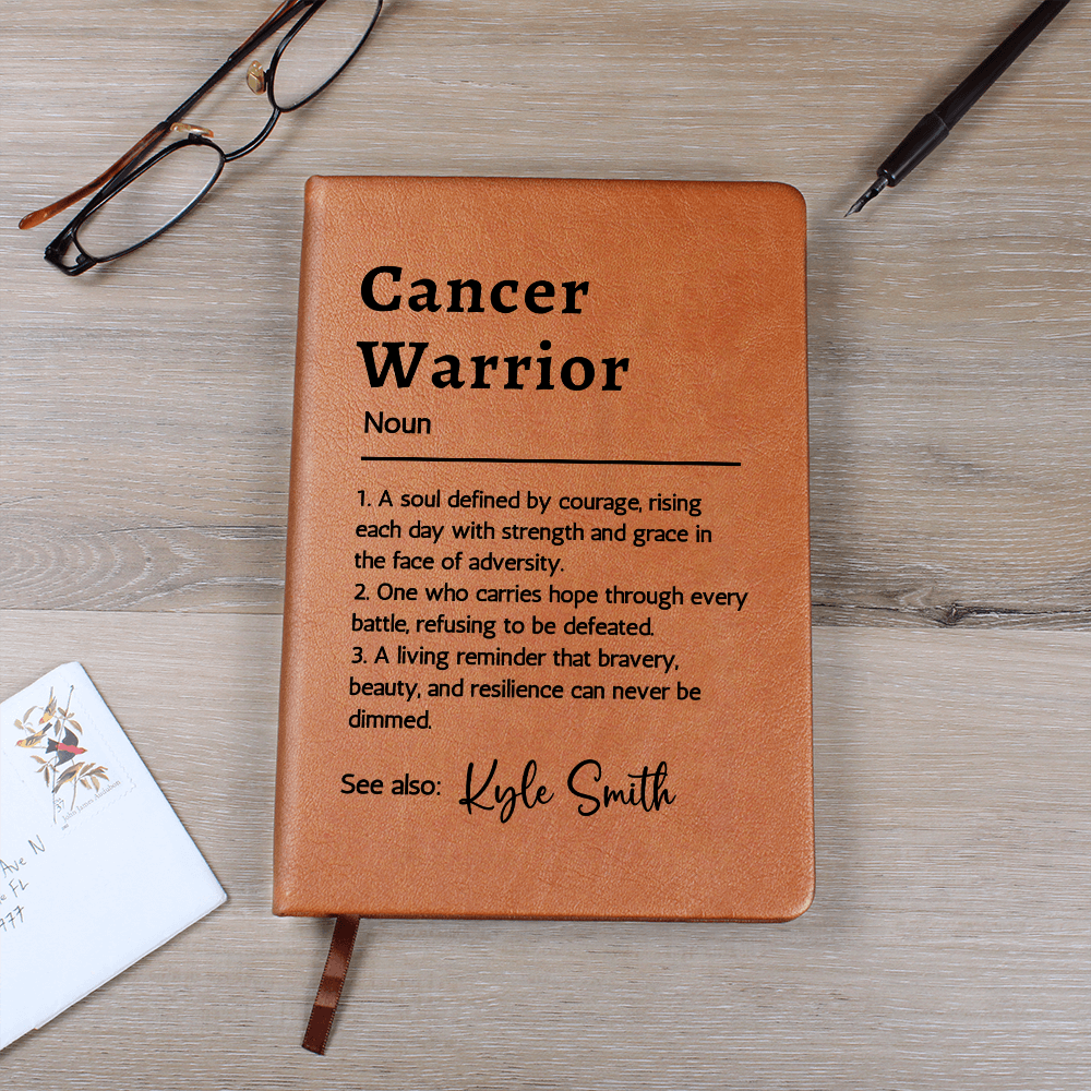 Cancer Warrior Journal, Personalized Vegan Leather Notebook, Custom Name Cancer Survivor Gift, Encouragement Journal, Christmas Gift Idea