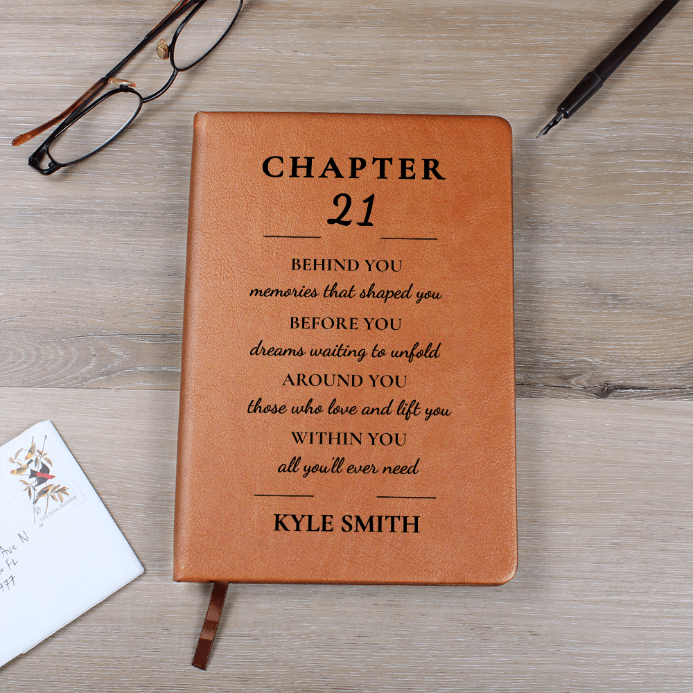 Personalized 21st Birthday Journal, Custom Name Vegan Leather Notebook, Milestone 21st Birthday Gift for Women or Men, Keepsake Memory Book