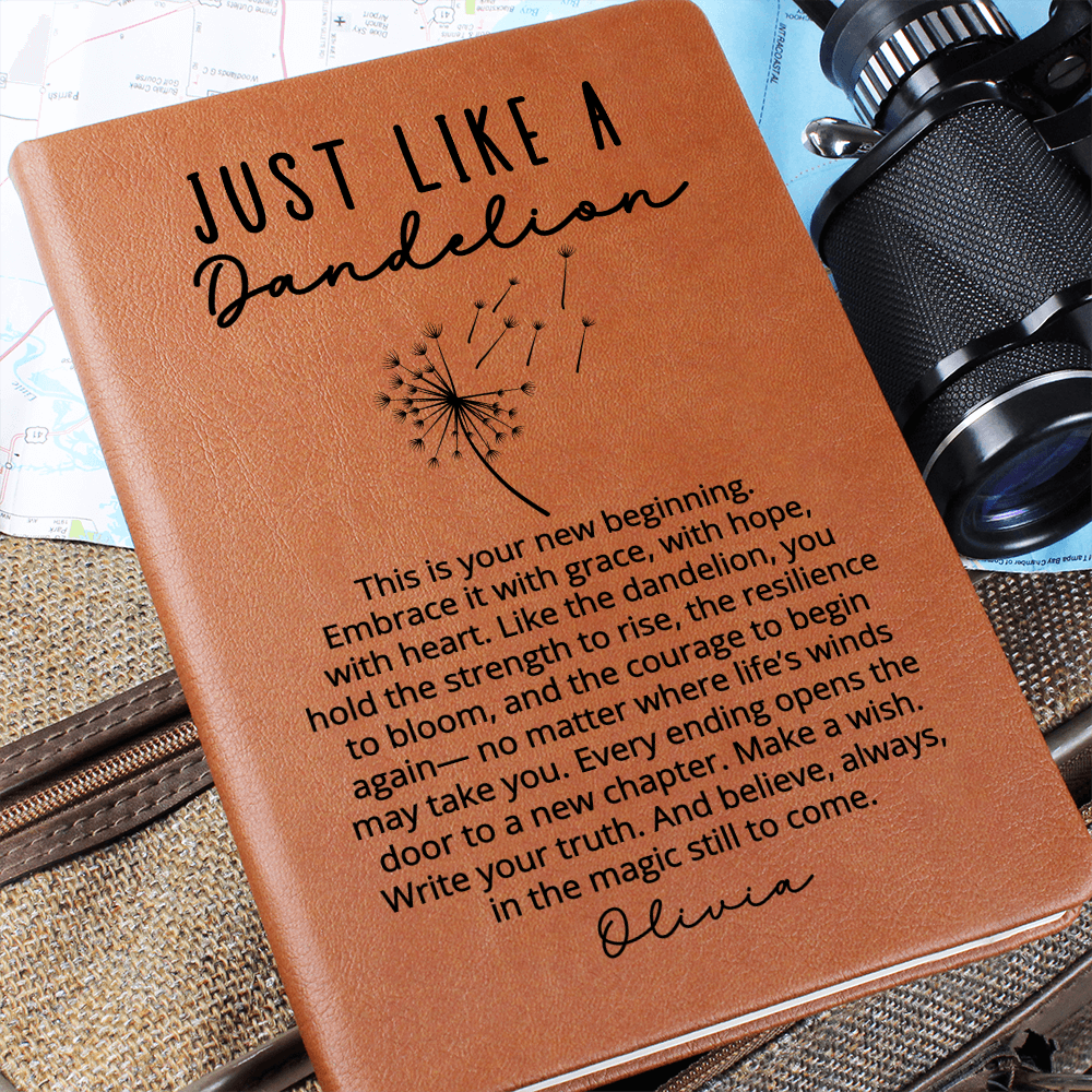 Personalized New Beginnings Journal for Her Dandelion Fresh Start Gift, Retirement, Divorce, Graduation, New Chapter Notebook