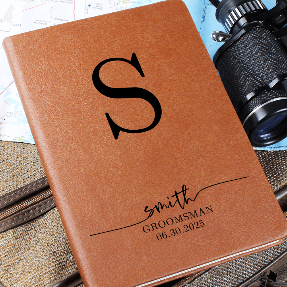 Personalized Groomsman Journal – Custom Monogram Notebook with Name & Wedding Date – Groomsmen Proposal or Thank You Gift Idea