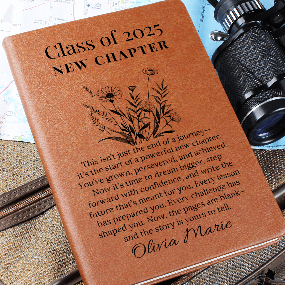 College Graduation Gift For Her, Personalized Vegan Leather Journal, Custom Notebook For Daughter, Niece, Graduation Keepsake Class Of 2025 Gift