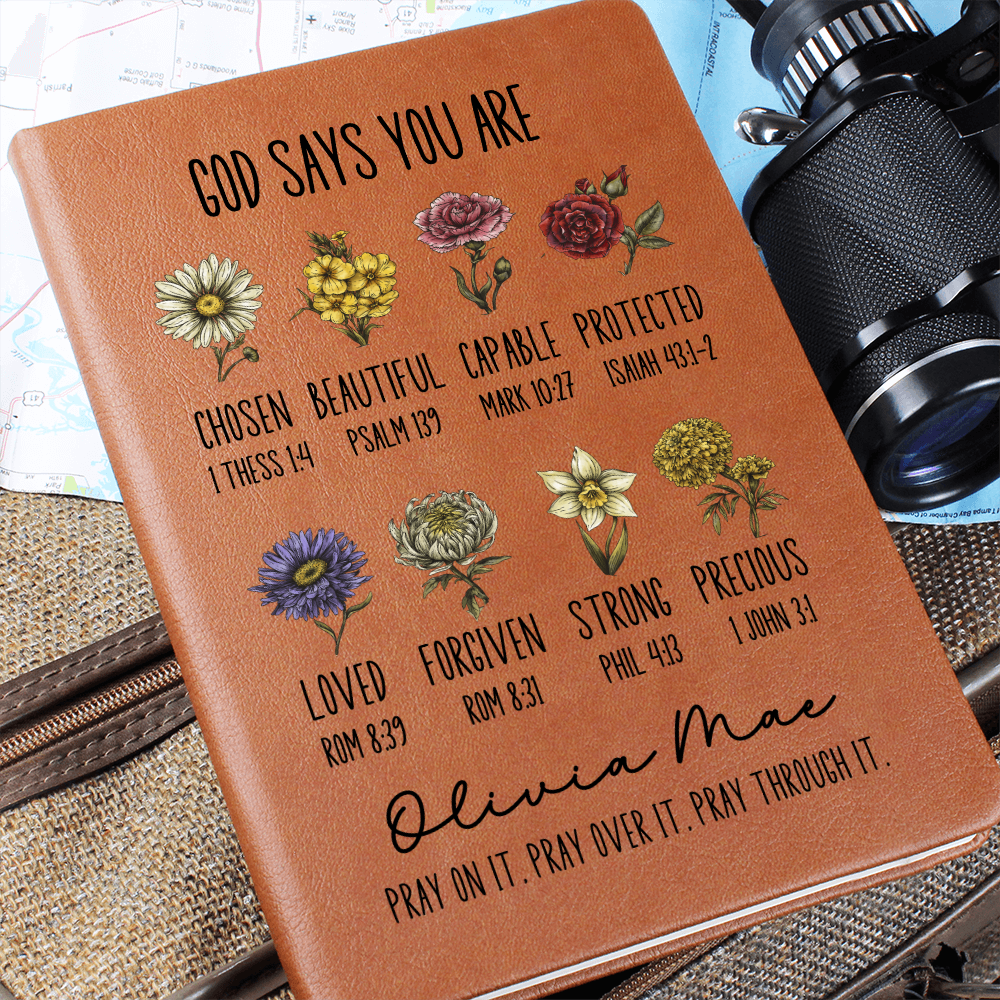 God Says You Are Personalized Prayer Journal For Women Custom Positive Affirmations Notebook Christian Gift Religious Gift for Girls Diary