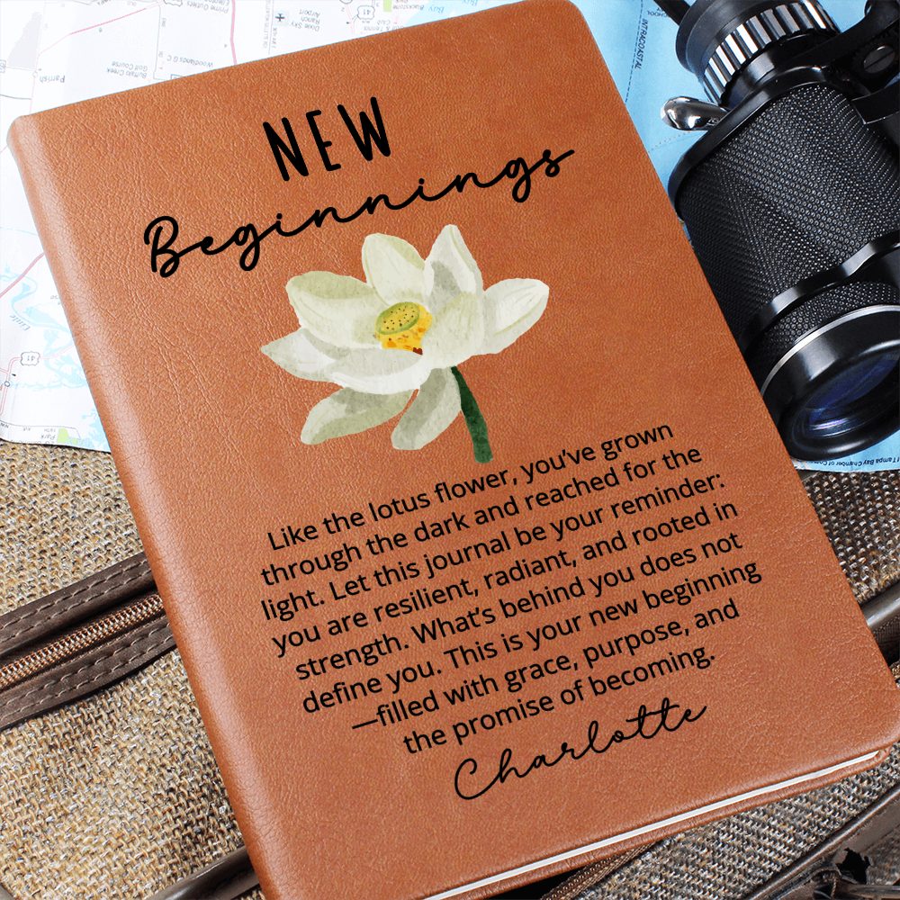 New Beginnings Gift Journal – Lotus Flower Encouragement Gift for Her – Fresh Start, Divorce, Recovery, Sobriety, Starting Over Gift