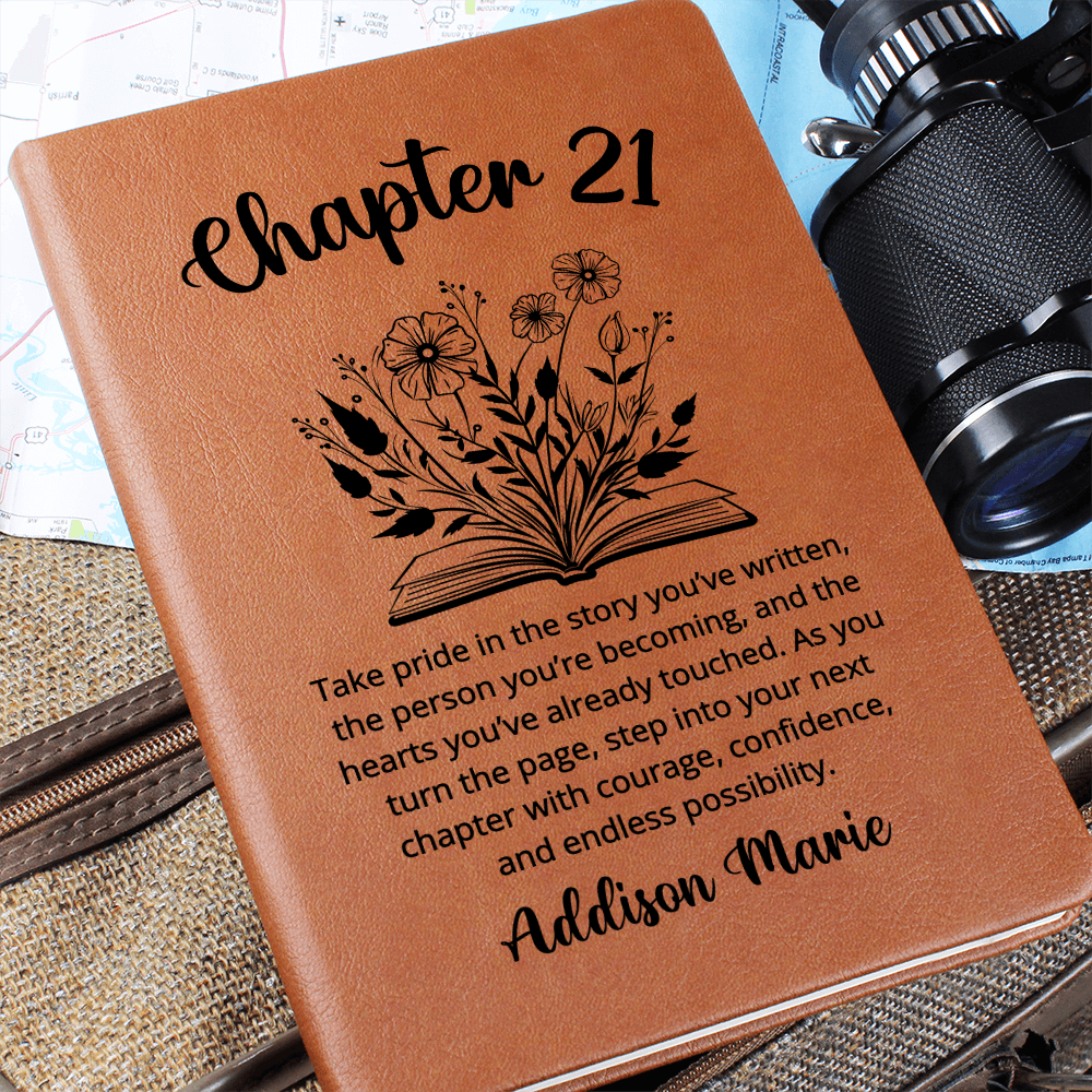 21st Birthday Gift for Her, Personalized Leather Journal, Custom Notebook, Unique Keepsake for Women, Special 21st Birthday Present