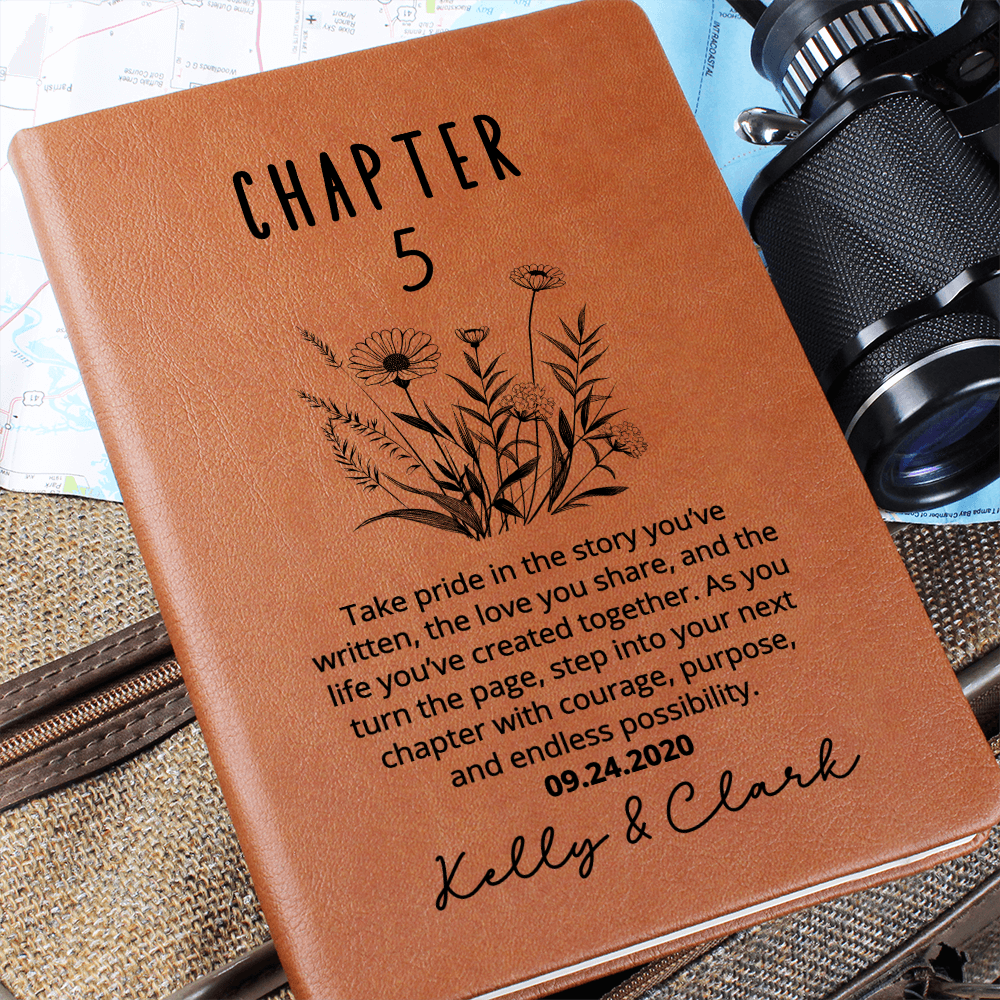 Personalized Anniversary Journal New Chapter Custom Vegan Leather Memory Book 3rd 5th 10th 25th Anniversary Gift for Couple Husband, Wife, Him, Her