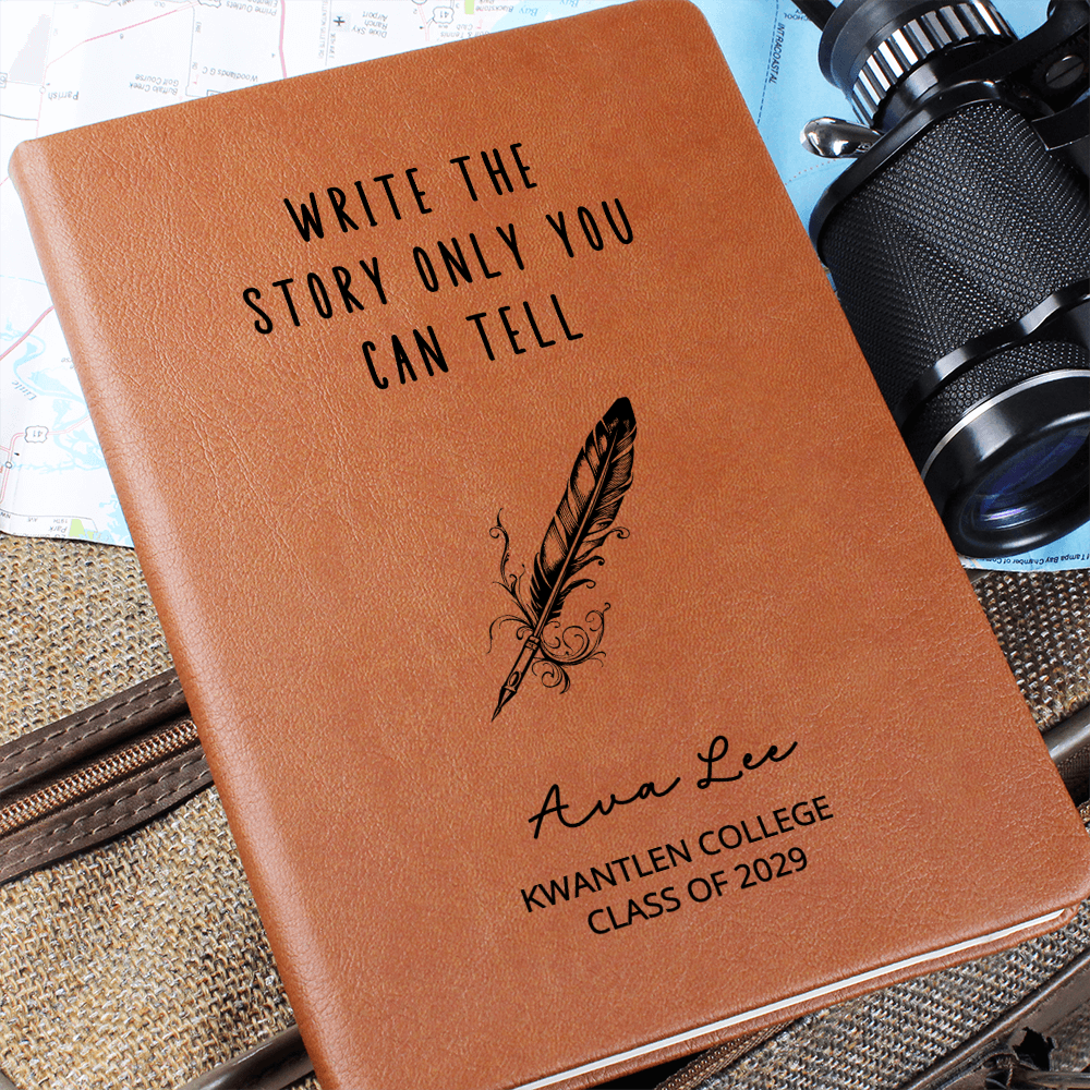 Personalized Back to College Journal • Custom Feather Design Notebook • Class of 2029 Gift • Name College Keepsake • New Chapter Gift