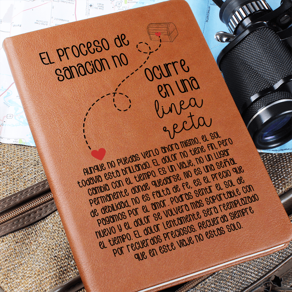 Spanish Grief Journal Gift - Healing is Not Linear - Vegan Leather Encouragement Notebook - Bereavement Gift for Loss - Diario Español