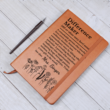 Personalized Difference Maker Journal | Custom Name Vegan Leather Notebook Mentor Teacher Coach Gift Christmas Thank You Appreciation