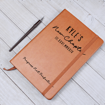 Personalized New Chapter Journal, Addiction Recovery Sobriety Gift, New Beginnings Custom Name Notebook, Vegan Leather Journal