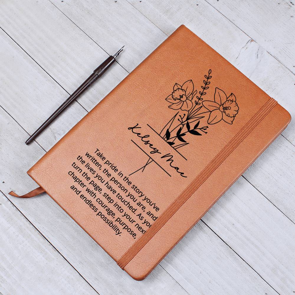 Personalized Birth Flower Name Journal Gift for Her |  Any Age Birthday Present for Women