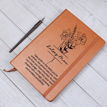 Personalized Birth Flower Name Journal Gift for Her |  Any Age Birthday Present for Women